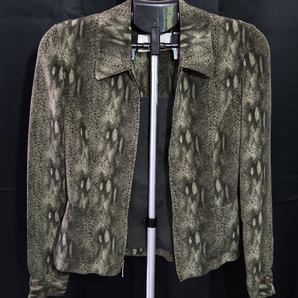 Vintage Dana Buchman 100% Silk Animal Print Zip Blouse – Size 2 - Picture 7 of 7